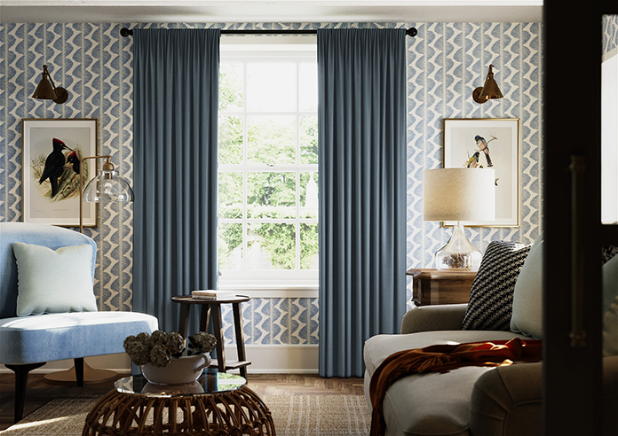 Akoya Faux Silk, Lustre Ink Blue - Made to Measure Curtain - Image 3